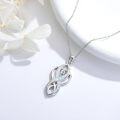 wholesale 925 Sterling Silver White Fire Opal Celtic Knot Infinity Heart Pendant Necklace for Women-0-1