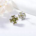 wholesale 925 Sterling Silver Flower Stud Earrings with Zircon & Birthstone – 15mm Fashion Jewelry for Women-0-2