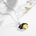 wholesale 14K Gold Pink Crystal Black Cat Pendant Necklace for Women Cats Lover-0-114