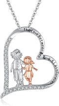 wholesale 925 Sterling Silver Sis & Bro Love Forever Heart Pendant Necklace Gifts for Women-0-0
