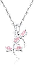 wholesale 925 Sterling Silver Pink Crystal Butterfly Pendant Necklace with Extender Chain (34)-0-0