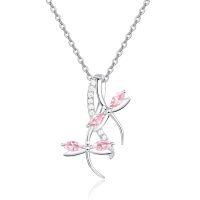 wholesale 925 Sterling Silver Pink Sapphire And Zircon Flower Necklace-Pink Tourmaline