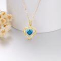 wholesale 14k Gold Heart Pendant With Blue Crystal And White Diamonds-0-1
