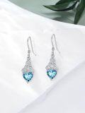wholesale 925 Sterling Silver Heart Birthstone Celtic Knot Dangle Leverback Earrings-0-110