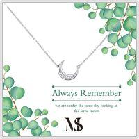 wholesale 925 Sterling Silver Crescent Moon Stone Pendant Necklaces for Women  Mothers Day Presents-Moon