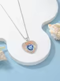TOUPOP 925 Sterling Silver 12 Birthstone Heart Rose Pendant Necklace-0-4