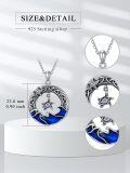 wholesale 925 Sterling Silver Turtle Pendant Blue Wave Necklace Sea Life s for Women Girlfriends-0-5