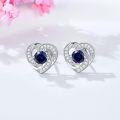 wholesale 925 Sterling Silver Birthstone Heart Stud Earrings Jewelry Gifts for Women-0-25