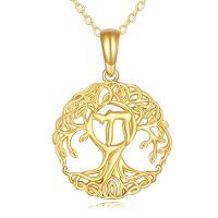 wholesale 14K Gold Tree Of Life Pendant Necklace - Real s For Women-Chai