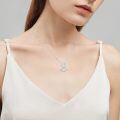 wholesale 925 Sterling Silver Double Heart with Diamonds Pendant Necklace for Women-0-4