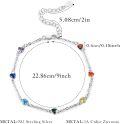 wholesale 925 Sterling Silver Rainbow Crystal Heart Ankle Anklets for Women Gift-0-4