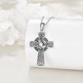 wholesale 925 Sterling Silver Praying Hands Celtic Knot Cross Necklace for Women Men Vintage Irish Catholic Christian s 46cm Chain Length-0-3
