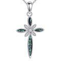 wholesale 925 Sterling Silver Abalone Shell Celtic Cross Pendant Necklace for Women Girls Christian-0-0