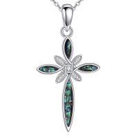wholesale 925 Sterling Silver Abalone Shell Celtic Cross Pendant Necklace for Women Girls Christian-Celtic Knot Cross