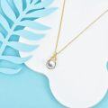 wholesale 14K Gold Infinity Freshwater Pearl Pendant Necklace with Cubic Zirconia - 8-9mm White s for Women-0-1