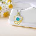 wholesale Opalite Metal Snake Pendant Necklace with Blue Stone - 925 Sterling Silver/Gold Tone Chain (Men/Women)-0-2