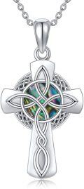 wholesale 925 Sterling Silver Abalone Celtic Cross Witch's Knot Pendant Necklace-0-0