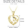 wholesale 14K Gold Heart-Shaped Shark Pendant Necklace with Chain for Women - Ocean Life (Length: 37cm)-0-4