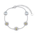 wholesale 925 Sterling Silver Daisy Flower Heart Stone Adjustable Bracelet Gift for Women Girl-0-0