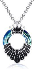 wholesale 925 Sterling Silver Metal Crown Blue Crystal Flower Pendant Necklace s for Women Girls-0-0
