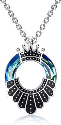 wholesale 925 Sterling Silver Metal Crown Blue Crystal Flower Pendant Necklace s for Women Girls-Blue Pendant 22.0 Millimeters