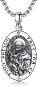 wholesale  Oval St Anthony Prayer Medal Pendant Necklace for Men & Women-0-0