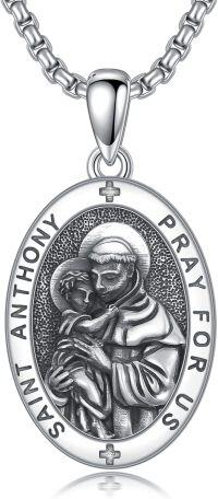 wholesale  Oval St Anthony Prayer Medal Pendant Necklace for Men & Women-E-St Anthony Necklace A