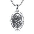wholesale 925 Sterling Silver Saint Anthony Pray For Us Oval Medal Pendant Necklace-0-0