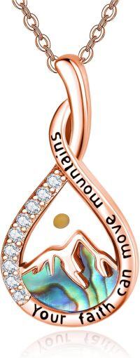 wholesale  Sterling Silver Mustard Seed Mountain Pendant Necklace for Women Christian Faith Jewelry -Rose Gold