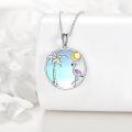 wholesale 925 Sterling Silver Pink Crystal Flamingo & Coconut Palm Tree Pendant Necklace for Women-0-2