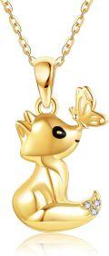 wholesale 14K Gold Fox Pendant Butterfly Charm Necklace - Summer s for Her Valentines Day Mother's Day-0-0