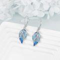 wholesale 925 Sterling Silver Blue Glittery Leaves Leverback Earrings for Women - Bohemian Style Beach Accessories-0-4