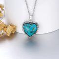 wholesale 925 Sterling Silver Turquoise Heart Shaped Pendant Necklace for Women-0-3