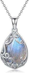 wholesale Teardrop Necklace 925 Sterling Silver Filigree Gemstone Pendant Necklace Fine Jewelry Birthday Christmas Gifts For Women Her Mom -0-0