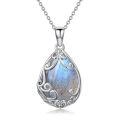 TOUPOP Sterling Silver & Gemstone Filigree Teardrop Pendant Necklace-0-0