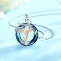 wholesale 925 Sterling Silver Cheerleader Pendant Necklace With Blue Crystal-0-1
