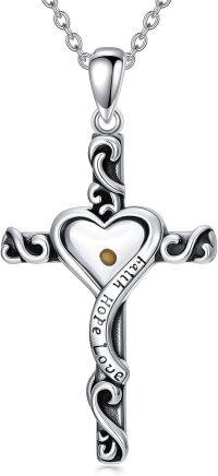 wholesale Sterling Silver Mustard Seed Cross Necklace Christian Faith Jewelry Gift for Women Mom-Mustard Seed Cross B-Cross-B