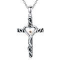 TOUPOP 925 Sterling Silver Mustard Seed Cross Necklace Christian Faith Jewelry-0-0