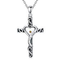 wholesale 925 Sterling Silver Heart Cross Pendant With Moissanites-Mustard Seed Cross B-Cross-B