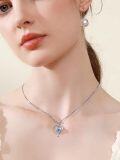 wholesale 925 Sterling Silver Heart Dolphin Blue Crystal Pendant Necklace for Women Girls Gifts-0-4