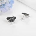 wholesale 925 Sterling Silver Black Cubic Zirconia Dog Stud Earrings-0-3