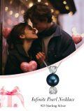 wholesale Black Pearl Necklace For Women Sterling Silver Heart Black Pearl Pendant Necklace Anniversary Jewelry Christmas Valentine Birthday Gifts For Women Wife Her -0-3