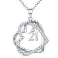 TOUPOP 925 Sterling Silver Zircon Forever Love Heart Pendant Necklace-0-0