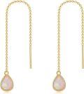wholesale 14K Gold Opal Teardrop Threader Earrings - Elegant Long Dangle s for Her-0-0