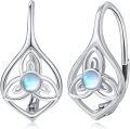 wholesale 925 Sterling Silver Celtic Moonstone and Moss Agate Triquetra Drop Earrings - Hypoallergenic Leverbacks for Women & Girls Gift Set-0-0