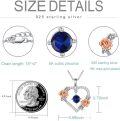 wholesale 925 Sterling Silver Blue Sapphire Rose Flower Heart Pendant Necklaces for Women Valentines Gifts for Wife Girlfriend Mom-0-4