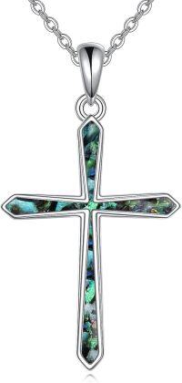wholesale Sterling Silver Cross Necklace with Sea Turtle Pendant-abalone shell cross necklace