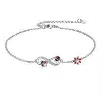 wholesale 925 Sterling Silver Infinity Love Ladybug Flower Charm Bracelet Wholesale for Women-Ladybug-1