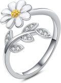 wholesale  Sterling Silver Gold Plated Sunflower Rose Daisy Adjustable Rings for Women (with Gift) -0-0
