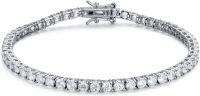 wholesale Sterling Silver Cubic Zirconia Tennis Bracelet 7 3 6mm Gift for Women-Round 4mm-7.5 inches